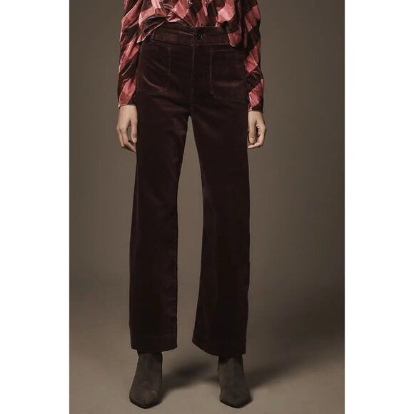 Anthropologie Colette Wide Leg Corduroy Pants Maeve Full Length Wine Womens 24